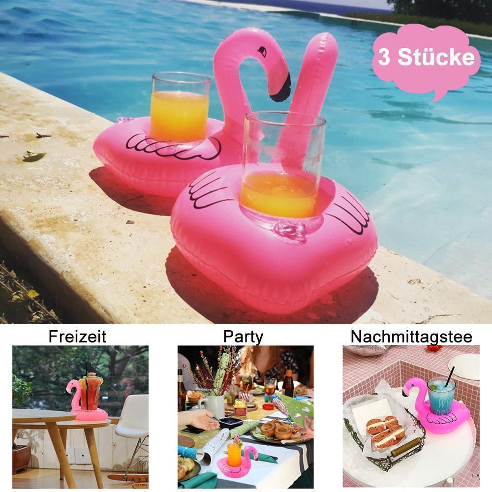 Flamingo Schwimmring und Aufblasbarer Getränkehalter