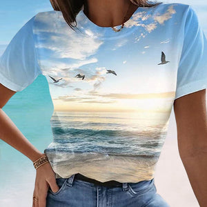 Damen Lässiges 3D-gedrucktes T-Shirt