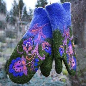 Weihnachten Blumenstick- Handschuhe