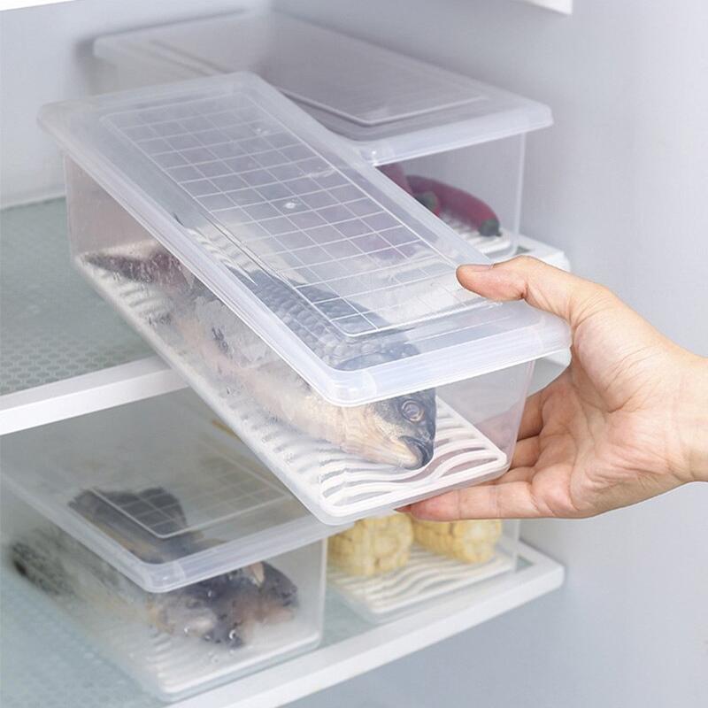 Rechteckige Aufbewahrungsbox für Lebensmittel im kühlschrank mit Ablaufschale