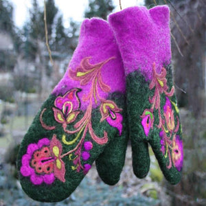 Weihnachten Blumenstick- Handschuhe