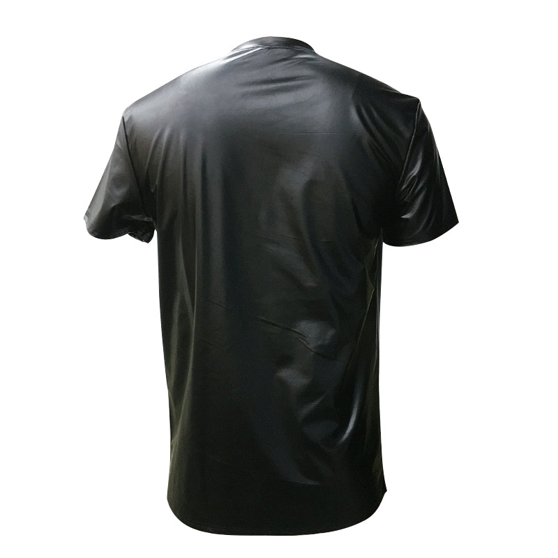 Sommer Schwarzes Leder-T-Shirt